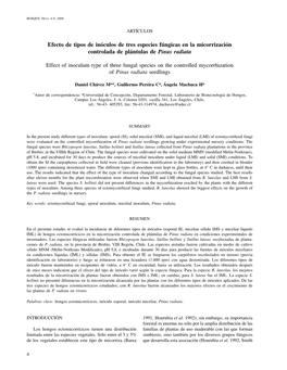 Efecto De Tipos De Inóculos De Tres Especies Fúngicas En La Micorrización Controlada De Plántulas De Pinus Radiata