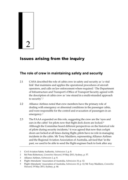 Chapter 2: Issues Arising from the Inquiry