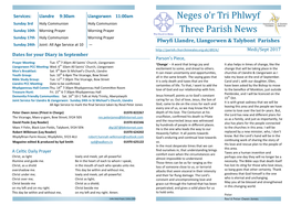 Neges O'r Tri Phlwyf Three Parish News