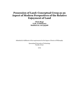 Possession of Land: Conceptual Creep As an Aspect of Modern Perspectives of the Relative Enjoyment of Land