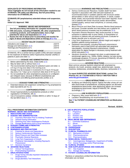 Full Prescribing Information for DYANAVEL XR