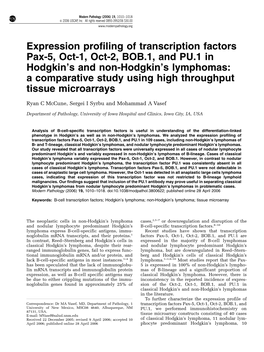 Expression Profiling of Transcription Factors Pax-5, Oct-1, Oct-2, BOB. 1