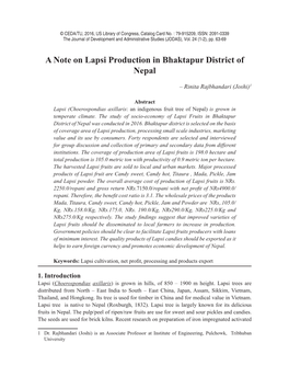 A Note on Lapsi Production in Bhaktapur District of Nepal