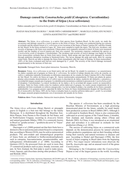 Damage Caused by Conotrachelus Psidii (Coleoptera: Curculionidae) to the Fruits of Feijoa (Acca Sellowiana)