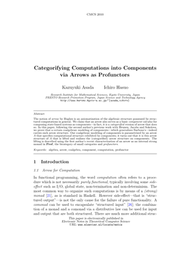 Categorifying Computations Into Components Via Arrows As Profunctors