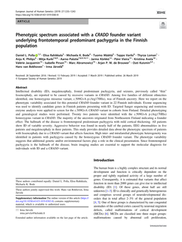 Phenotypic Spectrum Associated with a CRADD Founder Variant Underlying Frontotemporal Predominant Pachygyria in the Finnish Population