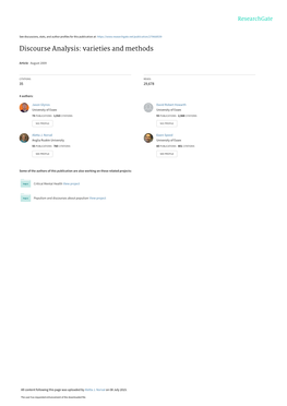 Discourse Analysis: Varieties and Methods