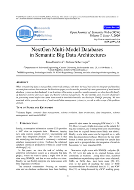 Nextgen Multi-Model Databases in Semantic Big Data Architectures