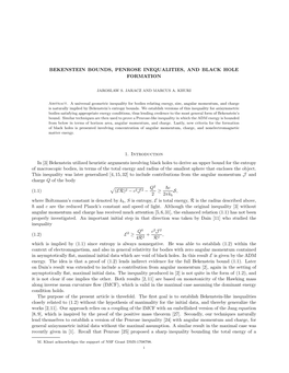 Bekenstein Bounds, Penrose Inequalities, and Black Hole Formation