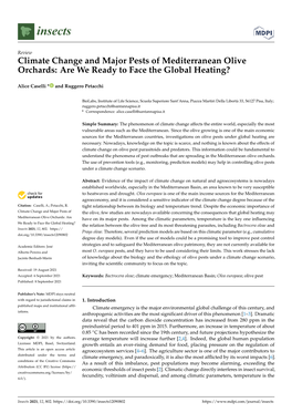 Climate Change and Major Pests of Mediterranean Olive Orchards: Are We Ready to Face the Global Heating?