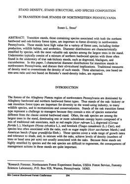 Stand Density, Stand Structure, and Species Composition