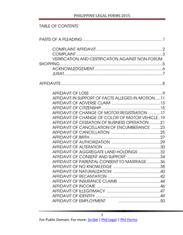 PHILIPPINE LEGAL FORMS 2015 1 for Public Domain. for More