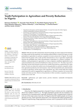 Youth Participation in Agriculture and Poverty Reduction in Nigeria