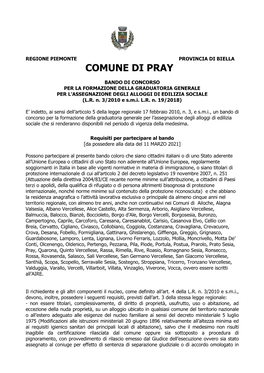 Bando Di Concorso Per La Formazione Della Graduatoria Generale Per L’Assegnazione Degli Alloggi Di Edilizia Sociale (L.R