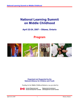 National Learning Summit on Middle Childhood