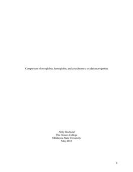 1 Comparison of Myoglobin, Hemoglobin, and Cytochrome C