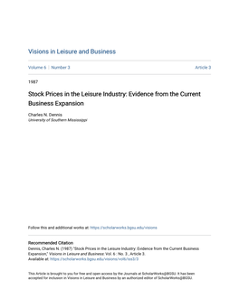 Stock Prices in the Leisure Industry: Evidence from the Current Business Expansion