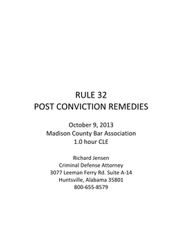 Rule 32 Post Conviction Remedies