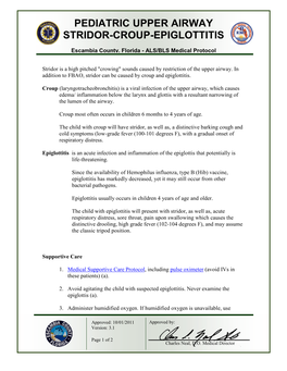 Pediatric Upper Airway Stridor-Croup-Epiglottitis