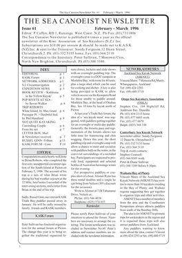 Sea Canoeist Newsletter 61 ~ February – March 1996