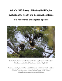 Maine's 2018 Survey of Nesting Bald Eagles