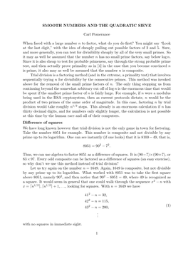 Smooth Numbers and the Quadratic Sieve