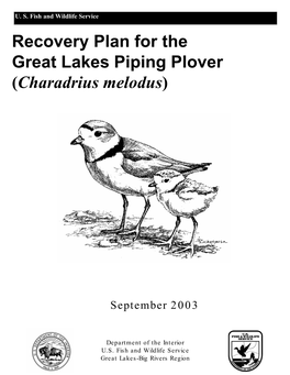 Recovery Plan for the Great Lakes Piping Plover (Charadrius Melodus)