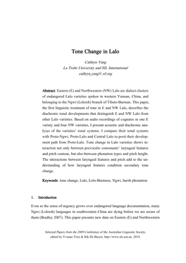 Tone Change in Lalo