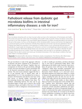 Pathobiont Release from Dysbiotic Gut Microbiota Biofilms in Intestinal