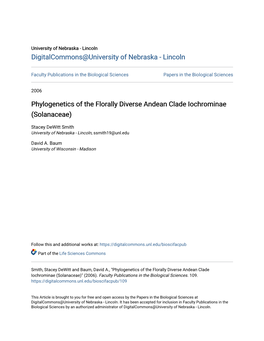 Phylogenetics of the Florally Diverse Andean Clade Iochrominae (Solanaceae)