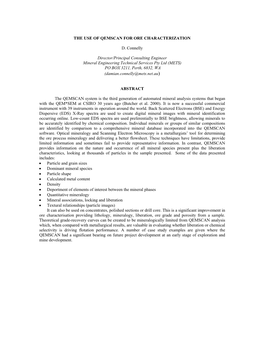 The Use of Qemscan for Ore Characterization