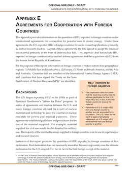 Appendix E Agreements for Cooperation with Foreign Countries