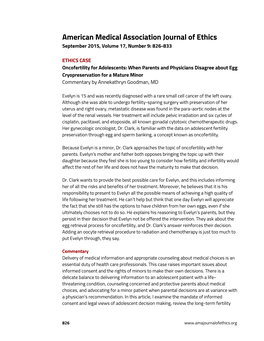 American Medical Association Journal of Ethics September 2015, Volume 17, Number 9: 826-833