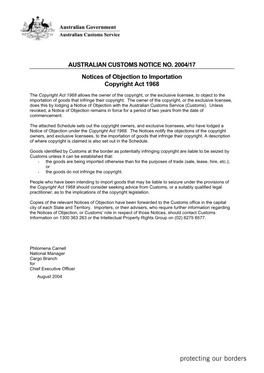 Australian Customs Notice 2004/17