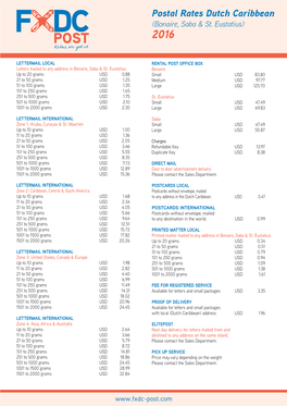 Postal Rates Dutch Caribbean (Bonaire, Saba & St