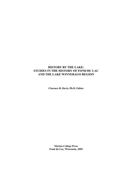 Studies in the History of Fond Du Lac and the Lake Winnebago Region