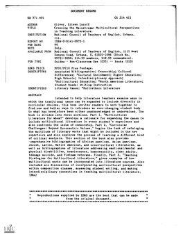 Crossing the Mainstream: Multicultural Perspectives in Teaching Literature. INSTITUTION National Council of Teachers of English, Urbana, Ill