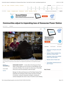 Communities Adjust to Impending Loss of Kewaunee Power Station | Green Bay Press Gazette | Greenbaypressgazette.Com 4/28/13 12:27 PM