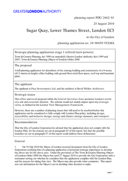 Sugar Quay, Lower Thames Street, London EC3 in the City of London Planning Application No