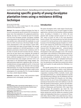 Assessing Specific Gravity of Young Eucalyptus Plantation Trees Using a Resistance Drilling Technique