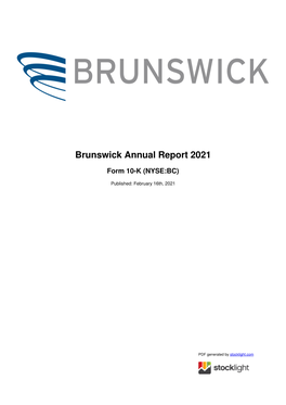 Brunswick Annual Report 2021