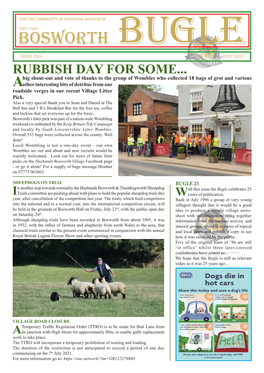 BOSWORTH BUGLE ISSUE 299 July 2021 RUBBISH DAY for SOME