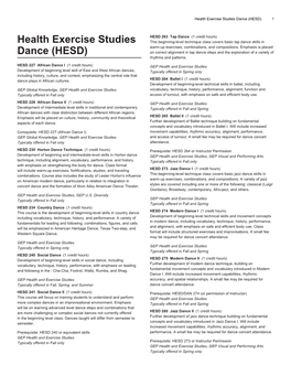 Health Exercise Studies Dance (HESD) 1