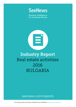 Industry Report Real Estate Activities 2016 BULGARIA