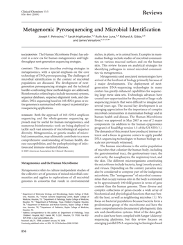 Metagenomic Pyrosequencing and Microbial Identification Reviews