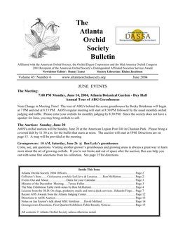 Atlanta Orchid Society Newsletter