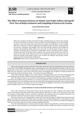 The Effect of Iranian Sciences on Islamic and Arabic Culture During the First Two of Hejira Centuries and Compiling of Sciences by Iranian
