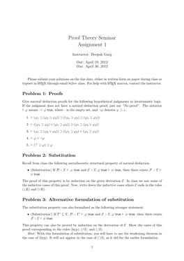 Proof Theory Seminar Assignment 1