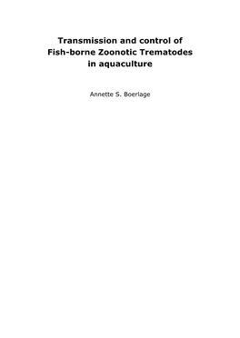 Transmission and Control of Fish-Borne Zoonotic Trematodes in Aquaculture