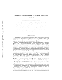 Arxiv:2101.09410V1 [Math.AG] 23 Jan 2021 Question 1.1